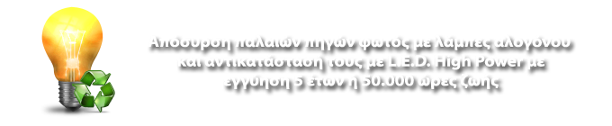 Απόσυρση παλαιών πηγών φωτός αλογόνου και αντικατάστασή τους με LED High Power.